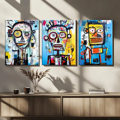 3pcs Abstract Graffiti Vibrant Odorless Perfect Wall Art Set Canvas Framed 50x70cm - High Quality Print 100% Australian Made Wall Canvas Ready to Hang - Bella Home Decor