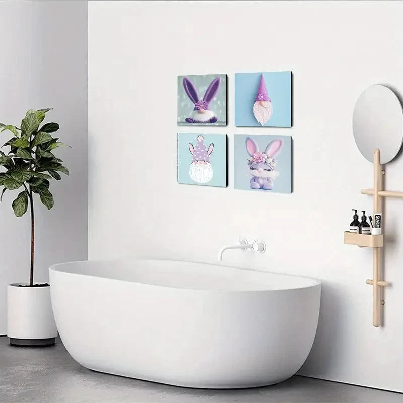 4pcsGnomes & BunnyWall Art Canvas Framed