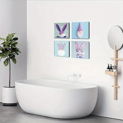 4pcsGnomes & BunnyWall Art Canvas Framed