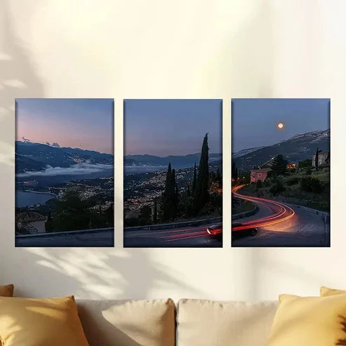 3pcs Colorful cool road cars Wall Art Canvas Unframed - High Quality Print 100% Australian Made Wall Canvas - Bella Home Decor
