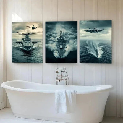 3pcs Military Navy Fleet Military Décor Wall Art Canvas Unframed - High Quality Print 100% Australian Made Wall Canvas