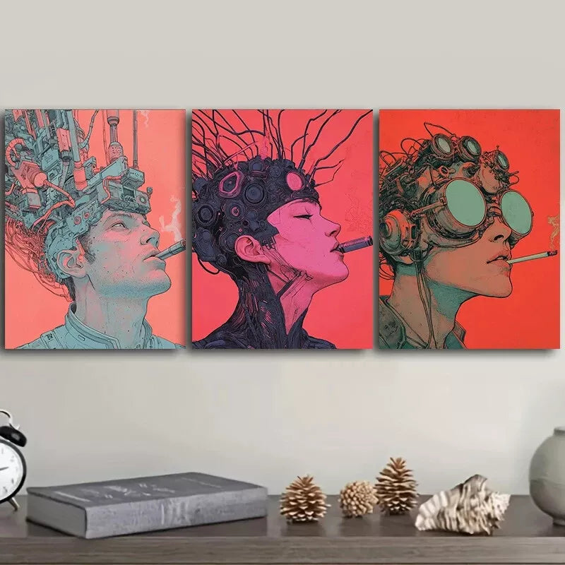 3pcs e Had Wires Over His Head Wall Art Canvas Wall Art Set Canvas Framed 50x70cm - High Quality Print 100% Australian Made Wall Canvas Ready to Hang