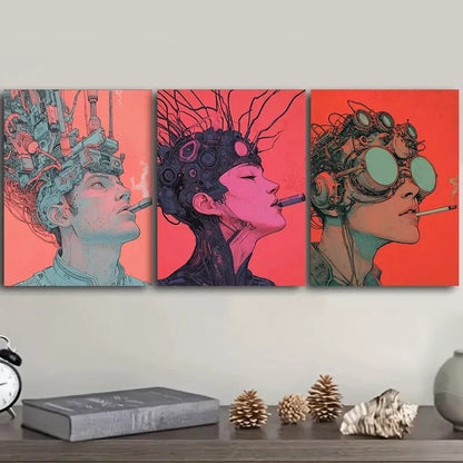 3pcs e Had Wires Over His Head Wall Art Canvas Wall Art Set Canvas Framed 50x70cm - High Quality Print 100% Australian Made Wall Canvas Ready to Hang