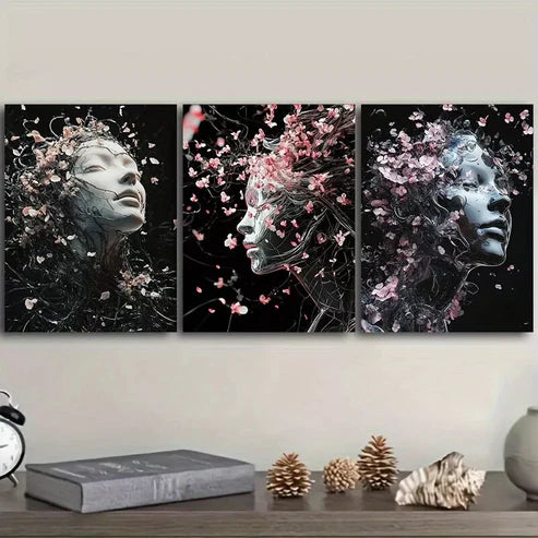 3 PCS Ethereal Figure In Dark Background Wall Art Set Canvas Unframed - High Quality Print 100% Australian Made Wall Canvas - Bella Home Decor