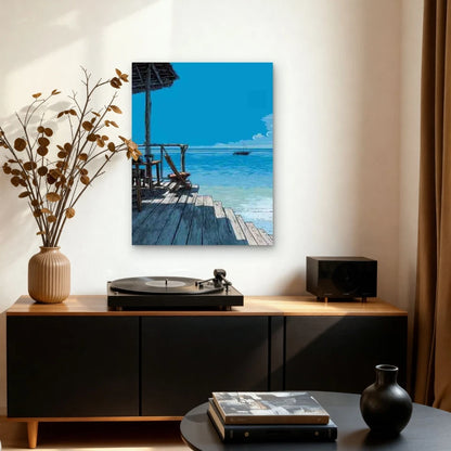 Manga-Style Zanzibar Seascape 60x90cm Metal Print Ready to Hang