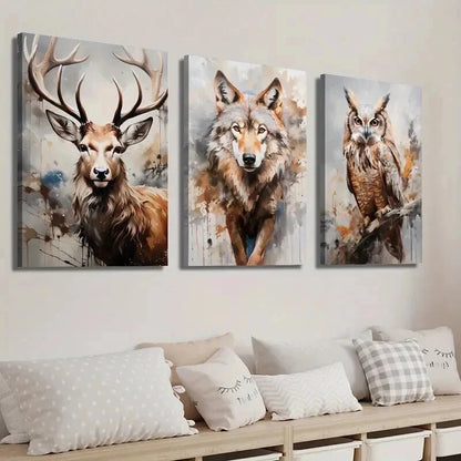 3pcs Wild Nature Animal Portraits Décor Perfect Wall Art Set Canvas Framed 60x90cm - High Quality Print 100% Australian Made Wall Canvas Ready to Hang - Bella Home Decor