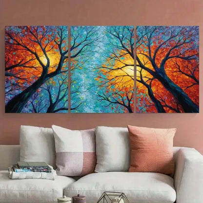 3pcs Original Forest Sunset Abstract Perfect Wall Art Set Canvas Framed 60x90cm - High Quality Print 100% Australian Made Wall Canvas Ready to Hang