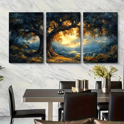 3pcs Oak Tree Painting Louisiana Oak Valley Metal Print Ready to Hang Art