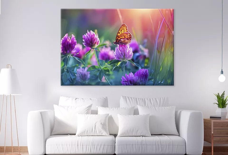 Spring Wild Flowers & Butterfly Wall Art Decor 100% Australian Made - Bella Home Decor