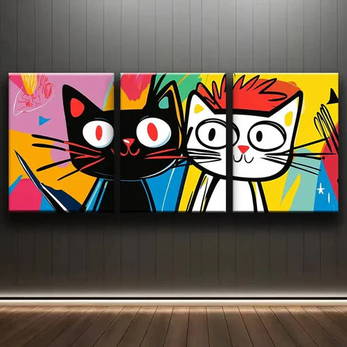 3pcs Abstract Cloth Painting Colorful Perfect Wall Art Set Canvas Unframed - High Quality Print 100% Australian Made Wall Canvas - Bella Home Decor