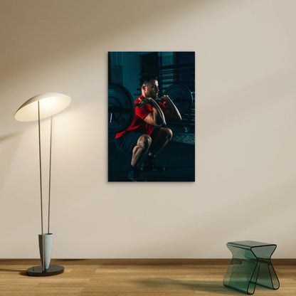 Man Barbell Squat Workout 5mm thick Plastic Poster Ready to Hang 90x60cm