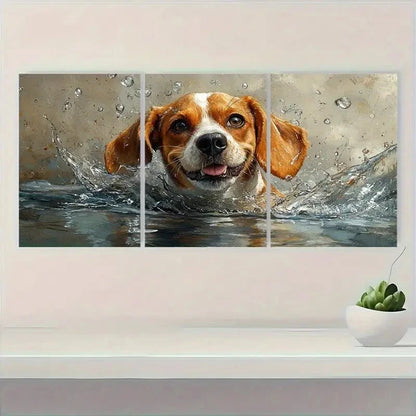 3pcs Beagle Swimming in Lake Rustic Metal Print Ready to Hang Art - Bella Home Decor