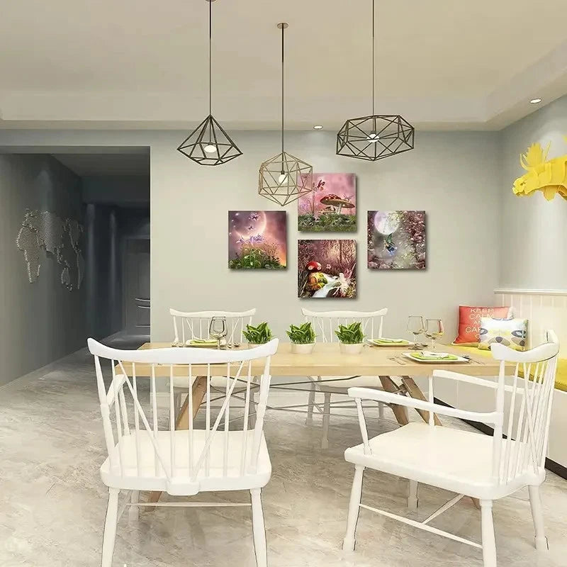 4pcs Nautical Lighthouse Enchanted Fairy Tale Wall Art Canvas Framed