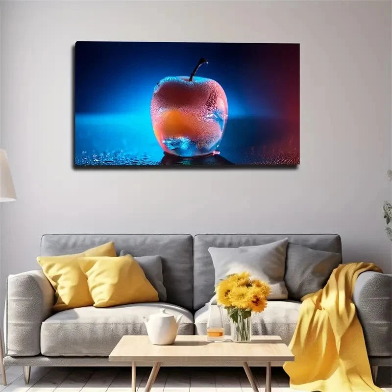 Transparent Apple Suitable Wall Art Canvas Office Home Room Framed 120x60cm