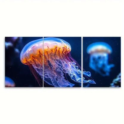3pcs Sea Nettle Jellyfish Underwater VI  Wall Art Set Canvas Framed 60x90cm - High Quality Print 100% Australian Made Wall Canvas Ready to Hang