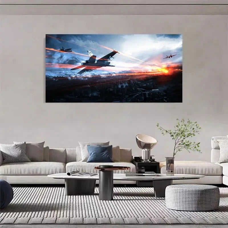Exciting Fighter Jet Combat Wall Art Canvas Office Home Room Framed 120x60cm - Bella Home Decor
