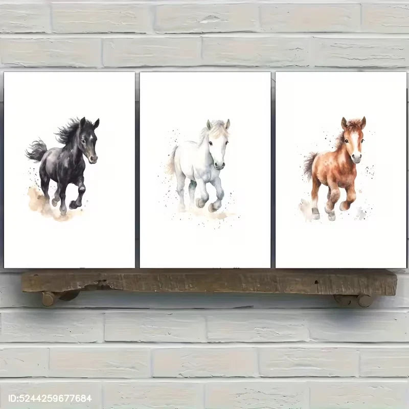 3pcs Horse Imagery Wall Art Set Canvas Framed 50x70cm High Quality Print 100% Australian Made Wall Canvas Ready to Hang