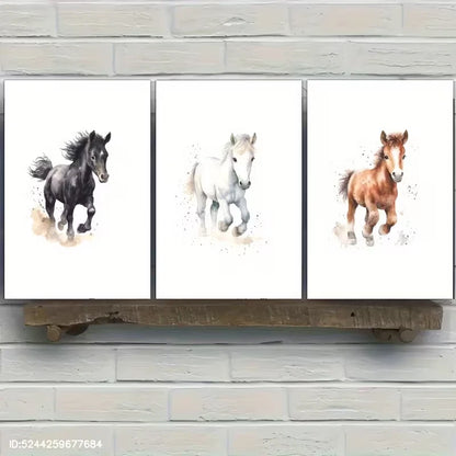 3pcs Horse Imagery Wall Art Set Canvas Framed 50x70cm High Quality Print 100% Australian Made Wall Canvas Ready to Hang