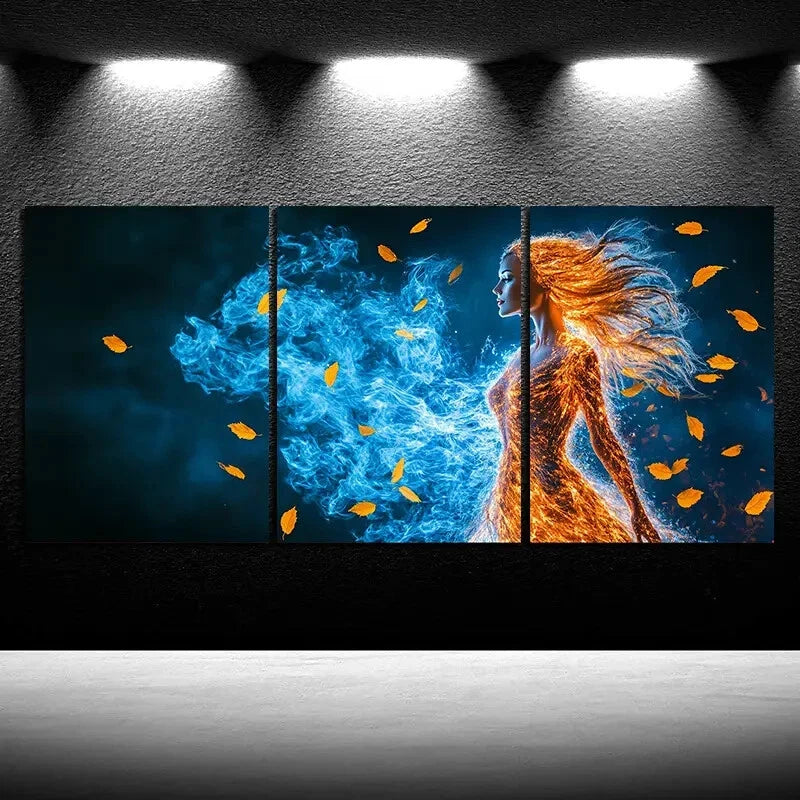 3pcs Woman Dancing in The Wind Metal Print Ready to Hang Art - Bella Home Decor
