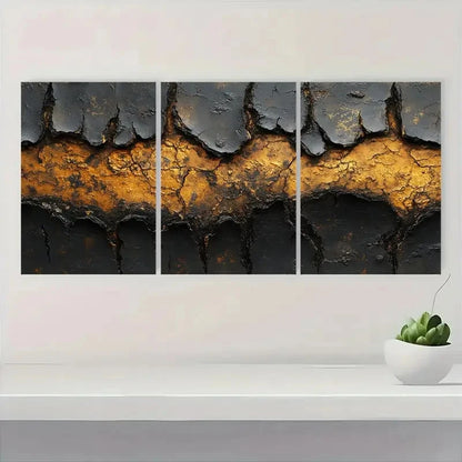 3pcs Deep Amber Golden & Black Brown Tree BT   Wall Art Set Canvas Framed 50x70cm - High Quality Print 100% Australian Made Wall Canvas Ready to Hang - Bella Home Decor