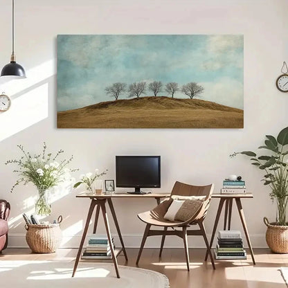 Winter Trees & Hills Landscape Wall Art Canvas Office Home Room Framed 120x60cm - Bella Home Decor