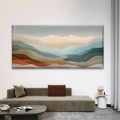 Soft Waves Abstract Landscape Wall Art Canvas Office Home Room Framed 120x60cmc