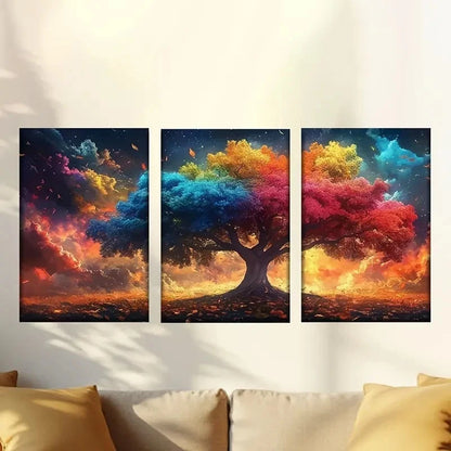 3pcs A tree with colorful leaves Wall Art Set Canvas Framed 40x60cm - High Quality Print 100% Australian Made Wall Canvas Ready to Hang - Bella Home Decor