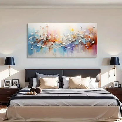 Abstract Music Notes Vibrant Wall Art Canvas Office Home Room Framed 120x60cm - Bella Home Decor