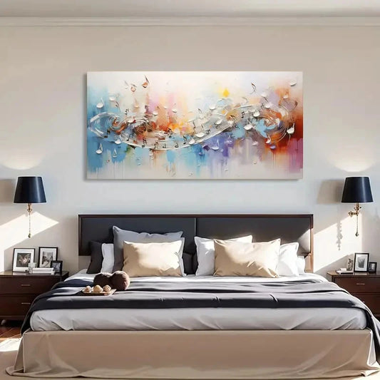 Abstract Music Notes Vibrant Wall Art Canvas Office Home Room Framed 120x60cm