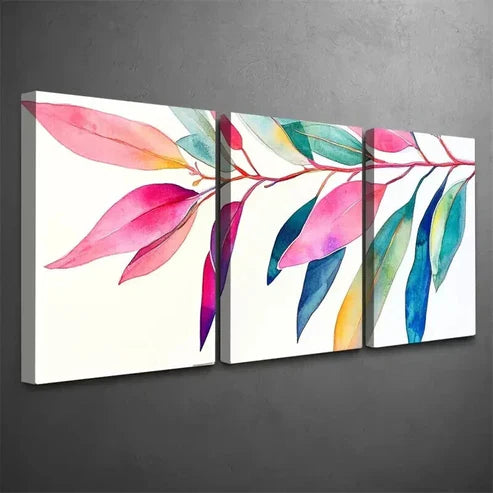 3pcs Summer Rainbow Eucalyptus Ink Sketching  Wall Art Canvas Unframed - High Quality Print 100% Australian Made Wall Canvas
