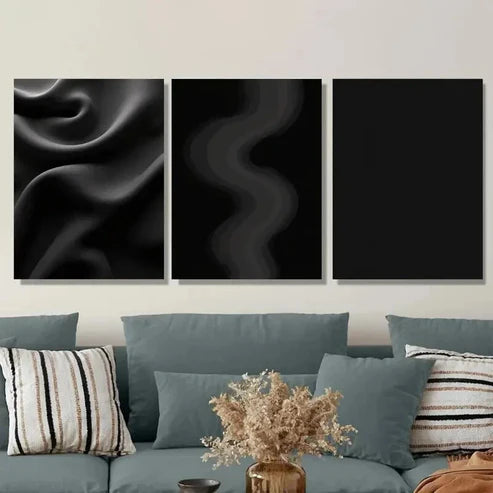 3pcs Modern Black Abstract Paintings Wall Art Set Wall Art Canvas Unframed – High Quality Print 100% Australian Made Wall Canvas