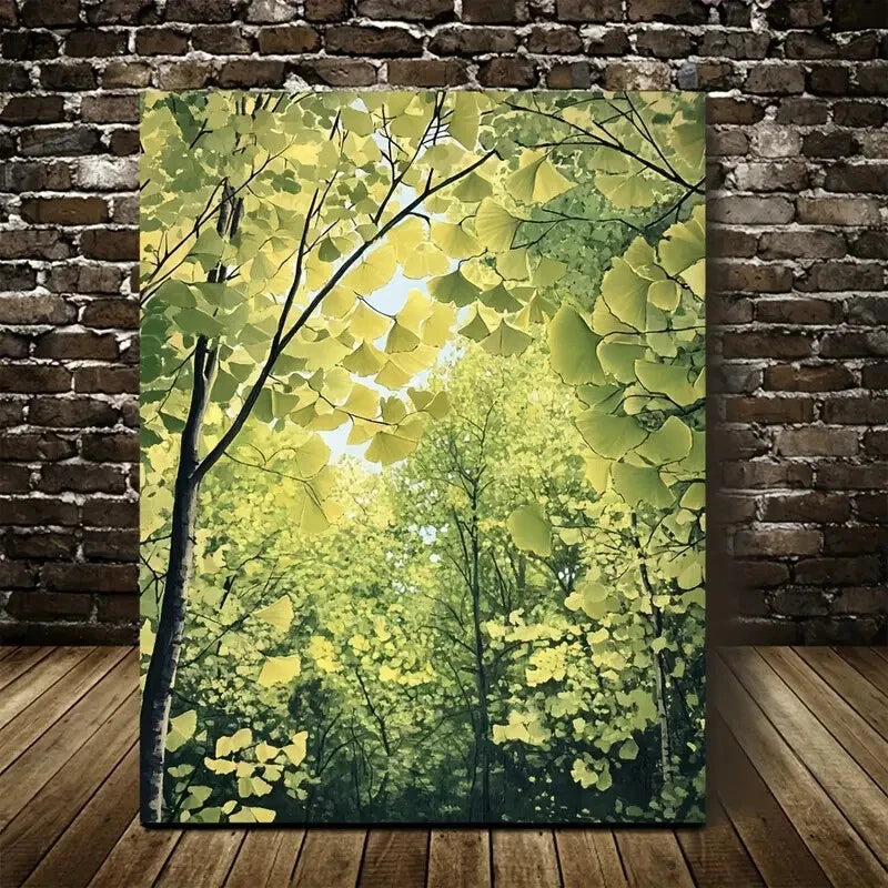 Beautiful Vibrant Green Foliage with Sunlit Canopy 40x60cm Metal Print Ready to Hang - Bella Home Decor