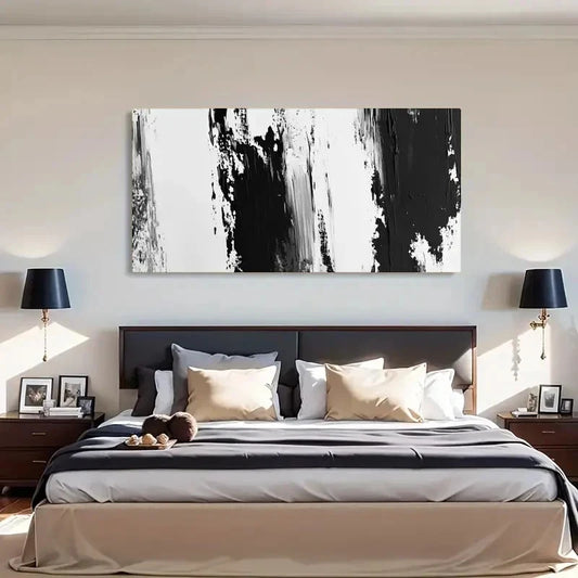 Abstract Black And White Spring Wall Art Canvas Office Home Room Framed 120x60cm