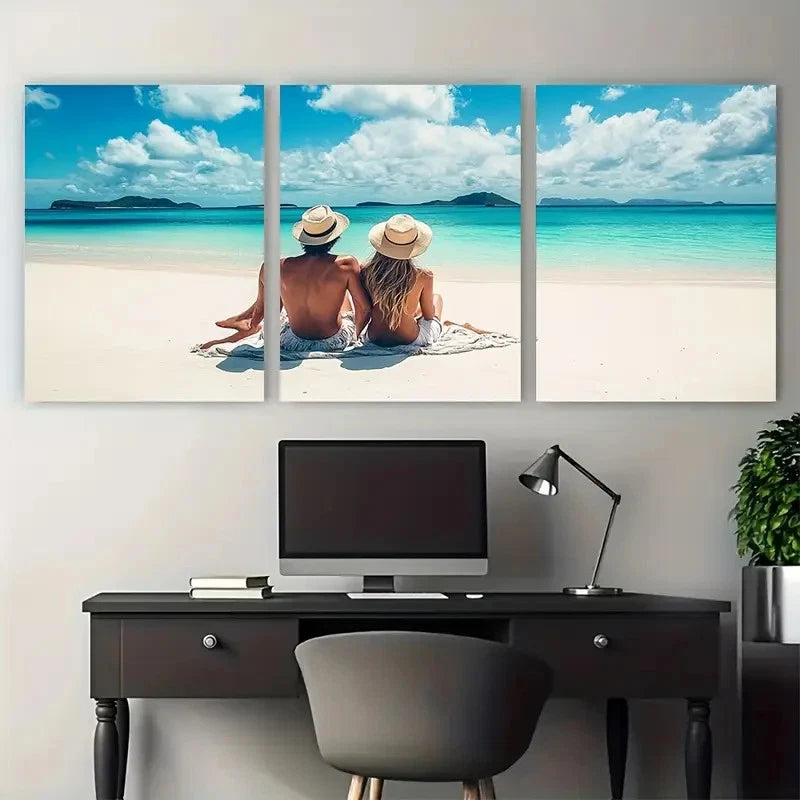 3pcs Whitsunday Wall Hanging Home Decor AUS Wall Art Set Canvas Framed 60x90cm - High Quality Print 100% Australian Made Wall Canvas Ready to Hang - Bella Home Decor
