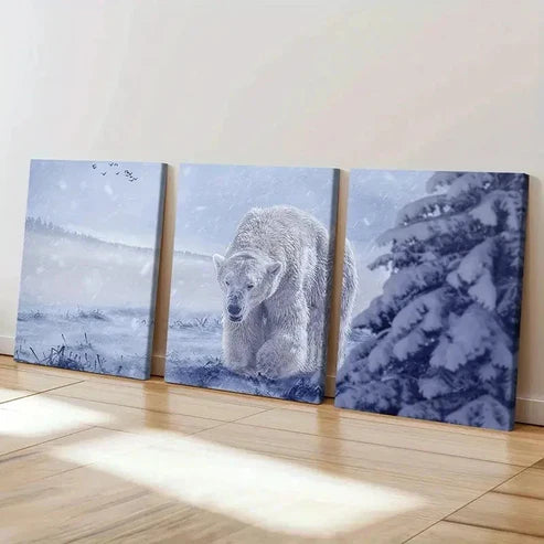 3pcs Arctic Snow Polar Bear Modern Wall Art Canvas Unframed - High Quality Print 100% Australian Made Wall Canvas - Bella Home Decor