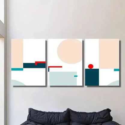 3pcs Colorful Bauhaus Geometric Pattern Wall Art Canvas Unframed - High Quality Print 100% Australian Made Wall Canvas - Bella Home Decor