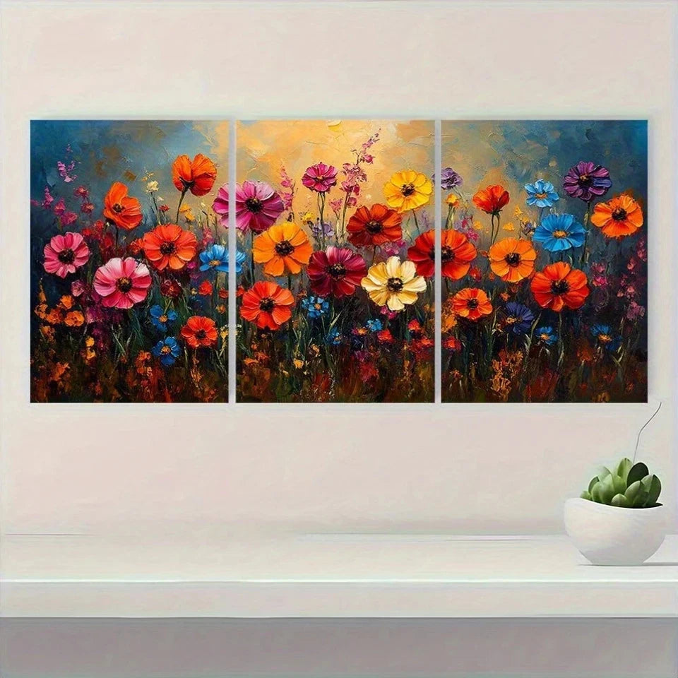 3pcs Wildflowers In Bloom Beautiful Metal Print Ready to Hang Art - Bella Home Decor