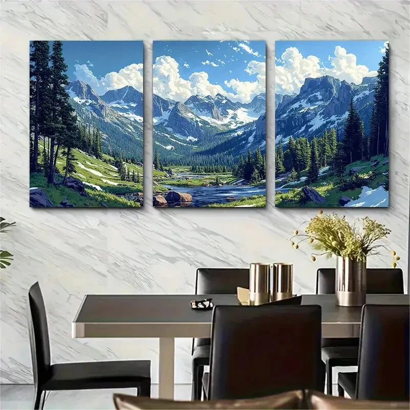 3pcs Rocky Mountain National Park Metal Print Ready to Hang Art - Bella Home Decor