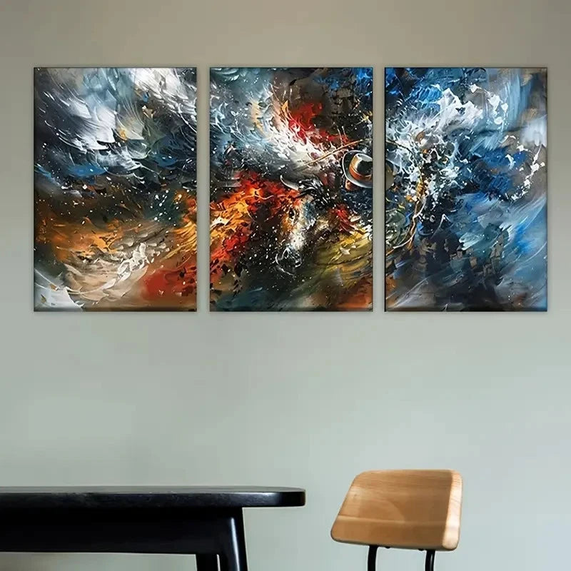 3pcs Black and White Abstract Painting Wall Art Set Canvas Framed 60x90cm - High Quality Print 100% Australian Made Wall Canvas Ready to Hang - Bella Home Decor