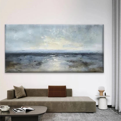 Abstract Textured Seascape Wall Art Canvas Office Home Room Framed 120x60cm