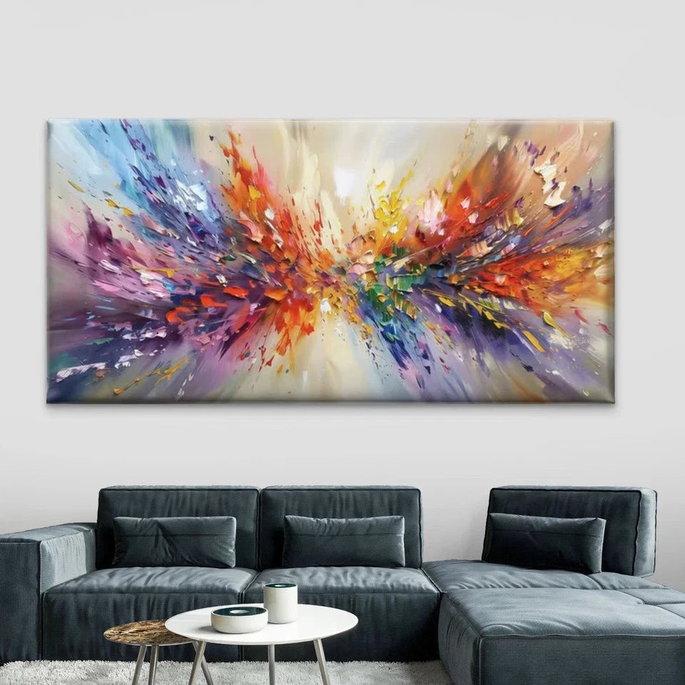 Abstract Vibrant Multicolor Ink Wall Art Canvas Office Home Room Framed 120x60cm