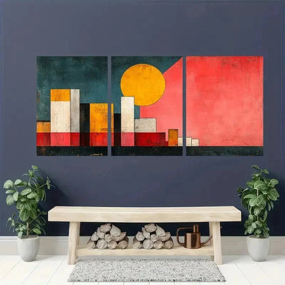 3pcs Abstract Color Block Minimalist Perfect Wall Art Set Canvas Framed 60x90cm - High Quality Print 100% Australian Made Wall Canvas Ready to Hang - Bella Home Decor