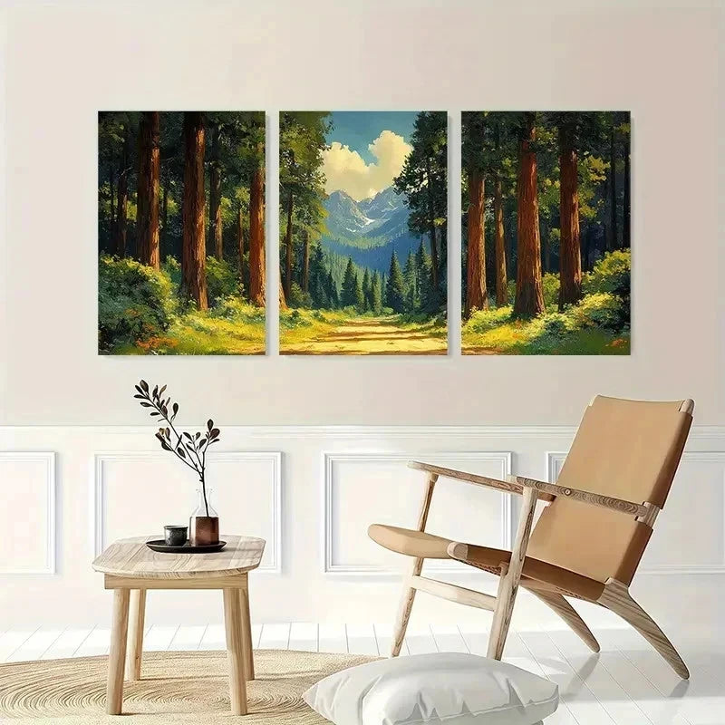 3pcs Sequoia Trees Park Redwood Perfect Wall Art Set Canvas Framed 50x70cm - High Quality Print 100% Australian Made Wall Canvas Ready to Hang