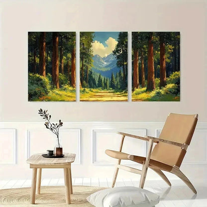 3pcs Sequoia Trees Park Redwood Perfect Wall Art Set Canvas Framed 50x70cm - High Quality Print 100% Australian Made Wall Canvas Ready to Hang