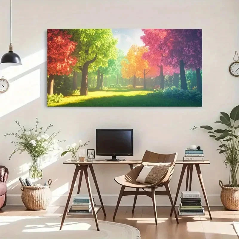 Vibrant Fall Colors Autumn Wall Art Canvas Office Home Room Framed 120x60cm