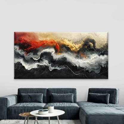 Abstract Vibrant Color Waves Wall Art Canvas Office Home Room Framed 120x60cm