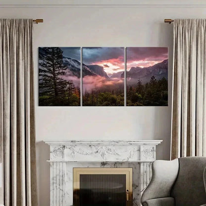3pcs Mountain Forest Natural Landscape Wall Art Set Canvas Framed 50x70cm - High Quality Print 100% Australian Made Wall Canvas Ready to Hang - Bella Home Decor