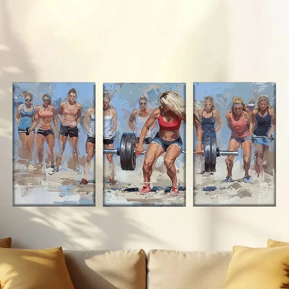 3pcs Fitness for Men Wall Art Set Canvas Framed 50x70cm - High Quality Print 100% Australian Made Wall Canvas Ready to Hang