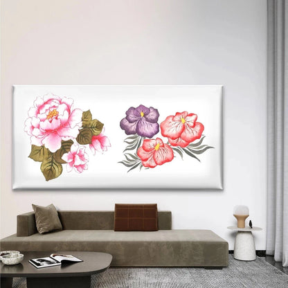 Two Vintage-Style Floral Wall Art Canvas Office Home Room Framed 120x60cm