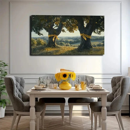 Eye-Catching Yellow Ribbcons Wall Art Canvas Office Home Room Framed 120x60cm - Bella Home Decor